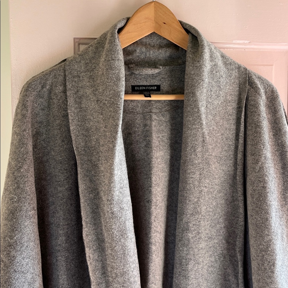 Eileen Fisher Wool Blend Wrap Sweater L - Picture 5 of 6